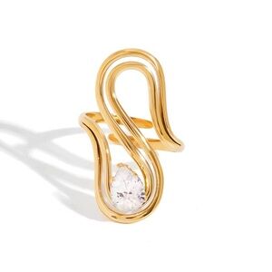 18K Gold Plated - Adjustable Cubic Zirconia Ring